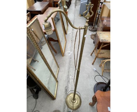 A MODERN BRASS STANDARD READING LAMP 