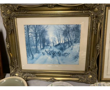 A GILT FRAMED PRINT 'EVENING GLOW' BY JOSEPH FARQUHARSON 