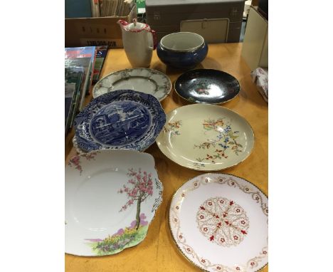 AQUANTITY OF CABINET PLATES TO INCLUDE COPELAND SPODE, SOLIAN WARE PLUS A GEORGE JONES &amp; SONS BOWL WITH BIRD DECORATION A