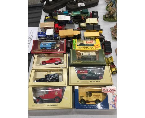 A QUANTITY OF LLEDO AND MATCHBOX DIE-CAST VEHICLES SOME IN BOXES TO INCLUDE ADVERTISING VANS AND VINTAGE STYLE CARS 
