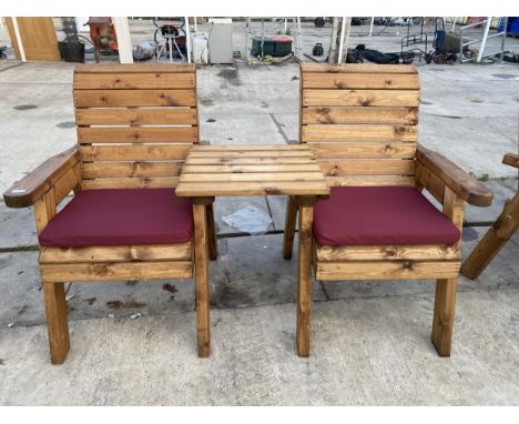 AN AS NEW EX DISPLAY CHARLES TAYLOR LOVE SEAT COMPRISING OF TWO CHAIRS AND A ARM REST TABLE *PLEASE NOTE VAT TO BE CHARGED ON