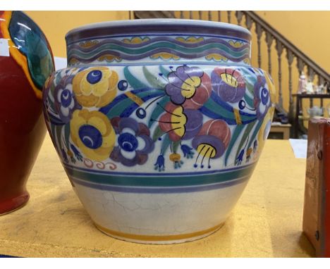 A VINTAGE POOLE POTTERY PLANTER (A/F), HEIGHT 25.5CM 
