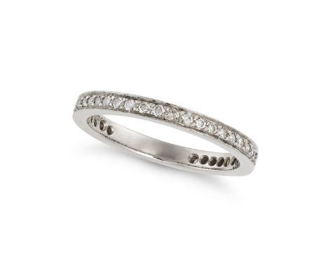 A DIAMOND ETERNITY RING in platinum, set with a row of round cut diamonds, the diamonds all totalling 0.3-0.4 carats, no assa