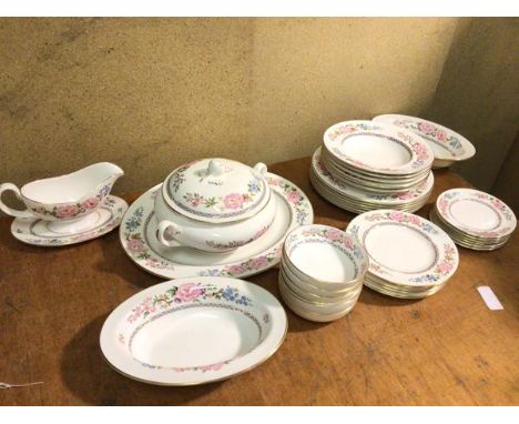 A collection of Royal Worcester Mikado pattern china including an ashet (40cm x 33cm), a tureen, sauceboat, oval serving dish