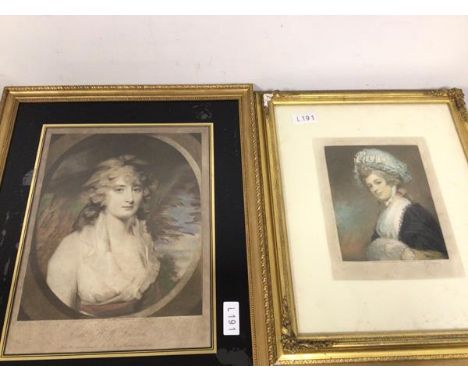 Two 19thc prints, after Sir Henry Raeburn, Portrait of Mrs H.W. Lausun (42cm x 32cm) and another print depicting a Lady (2)