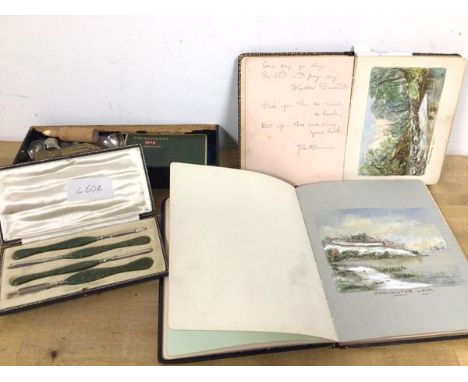 Two Edwardian albums with sketches and inscriptions, autographs, poems, one inscribed Molly Mackenzie to front, (larger: 21cm