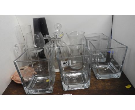Quantity of Glassware - Vases and Decanter etc 