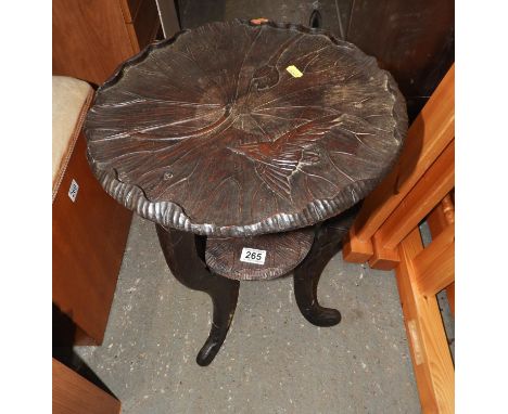 Profusely Carved Occasional Table with Shelf under 