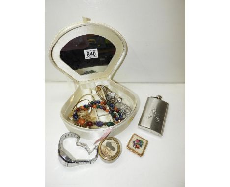 Costume Jewellery, Hip Flask etc 