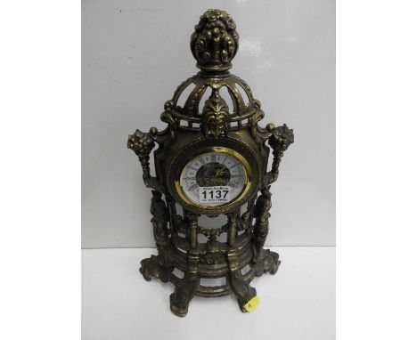 Large Decorative Brass Mantel Clock