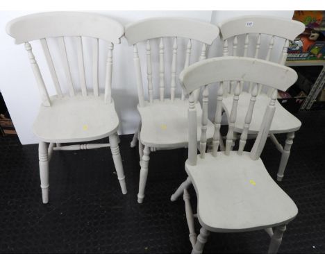 4x Painted Stick Back Chairs 