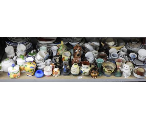 Shelf of Crockery - Teapots, Vases etc 