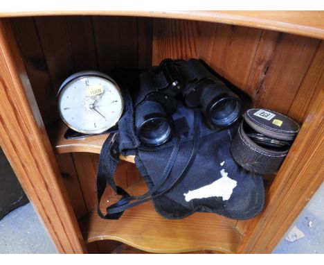 Alarm Clock, Travelling Clock and Pair of Binoculars 