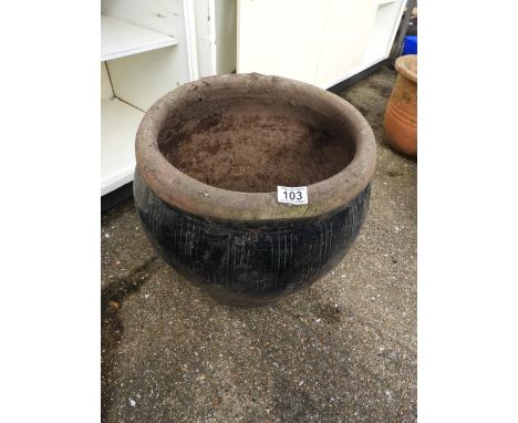 Large Circular Glazed Garden Planter 