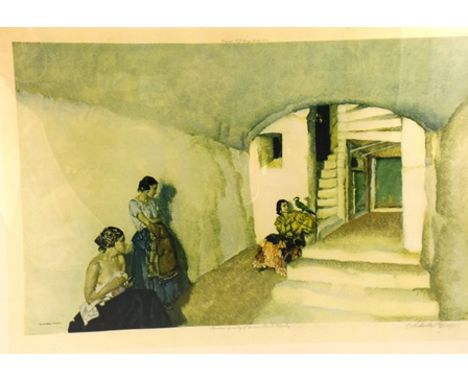 AFTER SIR WILLIAM RUSSELL FLINT A print reproduced by permission of the owner A D Wilson, polychrome depiction of Spanish Lad