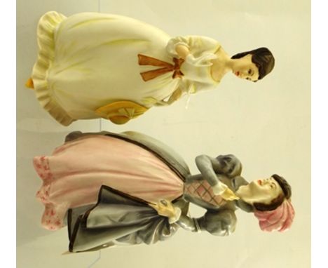 TWO ROYAL WORCESTER BONE CHINA FIGURES "Masquerade" 1981, gloss finish, 20.5cm and "Summertime" 1978, matt finish, 19cm 