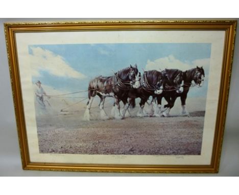 AFTER ROY P. REYNOLDS "Horse Power", a Limited Edition Colour Print, signed and dated 1978, inscribed in pencil, 54cm x 70cm 