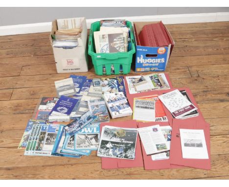 Three boxes of assorted sporting ephemera include good collection of Sheffield Wednesday programmes, Gerry Wolstenholme: The 