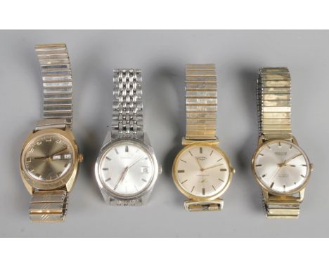 A collection of four vintage gents' mechanical wristwatches: Rotary Cal. P330 with sub-seconds, Seiko 6582-75 Date, Montine D