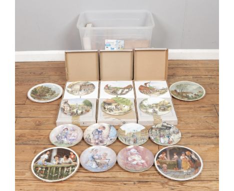 A box of boxed and loose cabinet plates, including examples from the 'Old Country Crafts' collection by Royal Doulton, The Le
