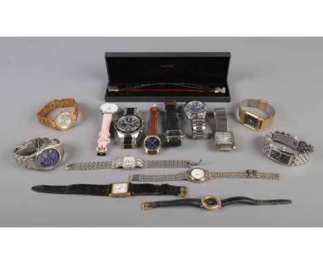 A collection of Ladies and Gents wristwatches, alongside a Gents Massimo Dutti three strand bracelet. To include examples by 