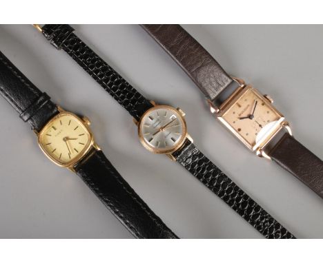 Three ladies wristwatches, consisting of Bulova in 14ct Rolled Gold plated case, DuWard Continual Oceanic and Timex examples.