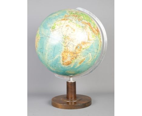A Dr. R. Neuse 'Columbus' terrestrial globe on turned wooden stand. Height: 49cm.