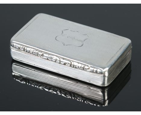 An early Victorian silver snuff box with engraved design assayed Birmingham49.6g