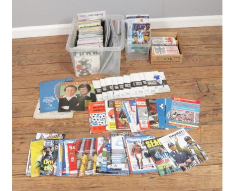 Three boxes of assorted football programmes to include Scottish International and Huddersfield F.C examples. Most dating from