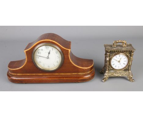 Two vintage mantel clocks to include French Japy Freres &amp; Cie 8 day and Coral Alarm examples.