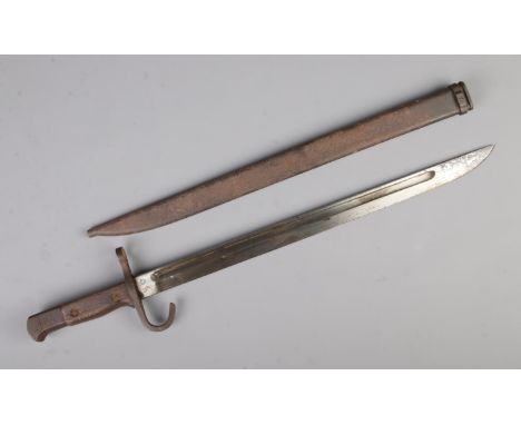 A Japanese "Arisaka" sword bayonet with scabbard having Tokyo arsenal marks to blade CANNOT POST