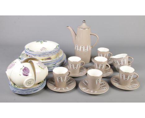 A Palissy six part coffee service in the Kon Tiki design along with a collection of Poole Dorset Fruit tea/dinner wares.