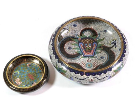 A champleve enamel bowl; and a shallow champleve bowl (2)