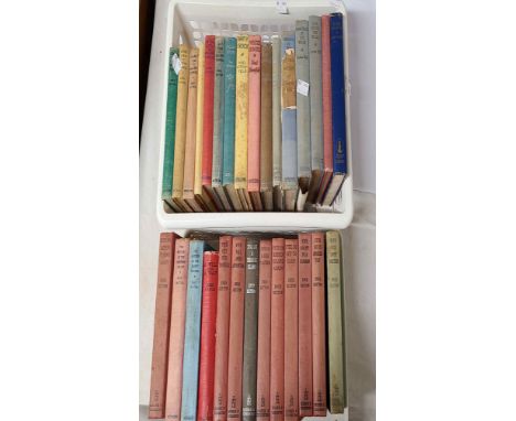 Two crates containing a quantity of vintage hardback fiction books including Enid Blyton 'Famous Five' stories, etc.