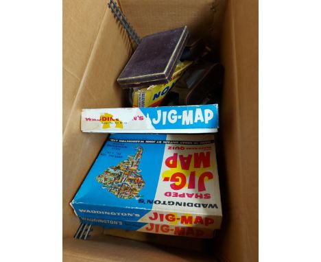 A box containing a quantity of collectable items including Voightlander Vito 2 camera, Stanley plane, other tools, jigsaws, e