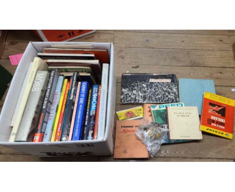 A box containing a large quantity of assorted hardback and other motoring interest books including numerous motorcycling exam