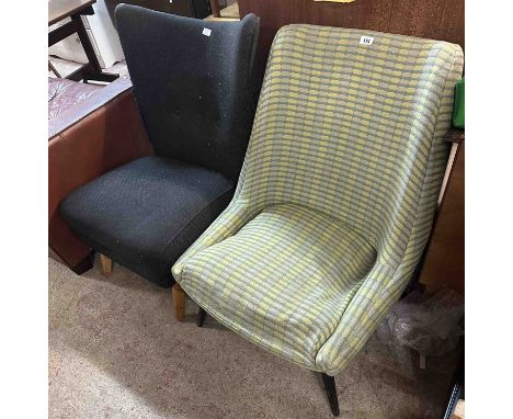 A mid 20th Century lounge chair with repeat pattern machine tapestry upholstery, set on tapered legs - sold with a retro wide