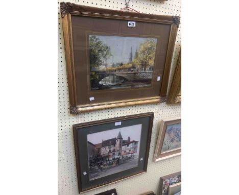 Peter J. Carter: an ornate gilt framed watercolour entitled in the image 'Quimper, Bretagne' - signed - 26.5cm X 35cm - sold 