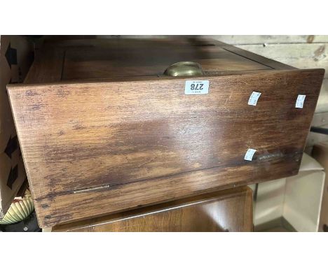 A 20th Century ship's style fold-away wash basin with hardwood case and brass fittings - Shanks basin a/f