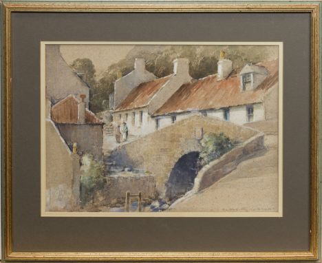 * ALEXANDER R. GIBSON (1880 - 1968),
SCOTTISH VILLAGE SCENE 
watercolour on paper, signed
27cm x 37.5cm 
Mounted, framed and 