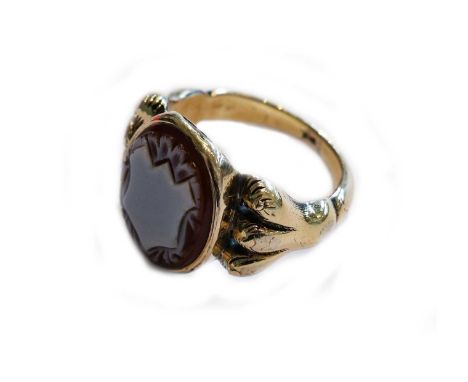 A hardstone signet ring, finger size NThe ring is in good condition although there are scratches to the surface of the hardst