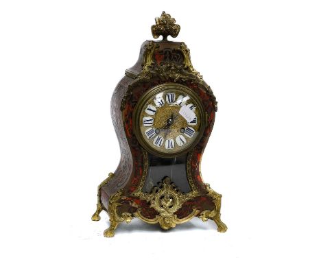 A French "Boulle" striking mantel clock, circa 1890, twin barrel movement, striking on a gong, movement backplate stampe A D 