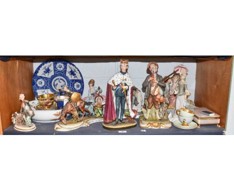 Assorted ceramics mainly Capodimonte figures including HRH Prince Charles at his investiture (a/f), Abraham Lincoln, Merli si