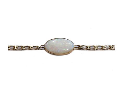 A 9 carat gold opal bracelet, length 19.5cmGross weight 8.8 grams.