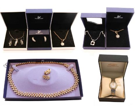 A Rotary stainless steel wristwatch; together with a quantity of Swarovski jewellery including pendants on chains, earrings e