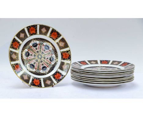 A set of ten Royal Crown Derby Imari plates, pattern 1128, printed marks, date codes for 1989, 22cm diameterAll first quality