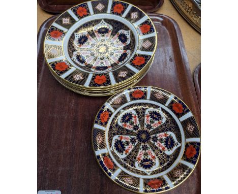 Five Royal Crown Derby Imari soup plates and a further seven bowls, pattern 1128 (one tray)All items first quality, free from