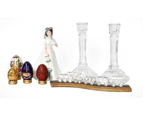 A large quantity of Swarovski crystal ornaments with display cases including the Seven Wonders of the World, together with a 