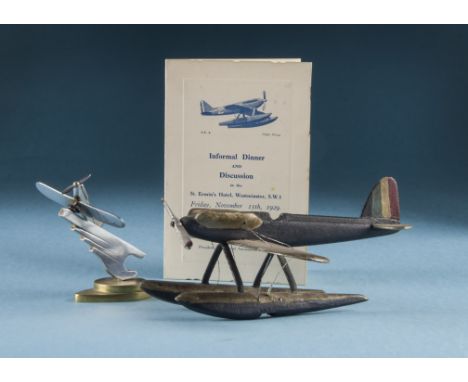 RAF Schneider Trophy Race 1929,   A group of mementos of the British-winning event including a small scratchbuilt model of th