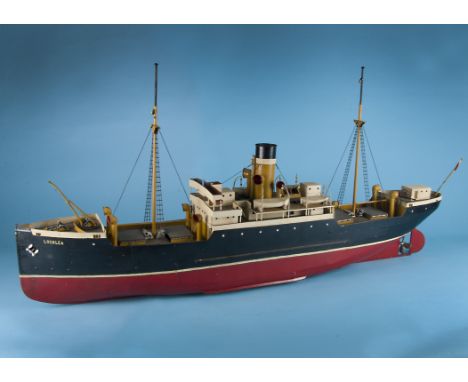 A good vintage remote control model of the steam ship 'Lochlea', 130cm, this well build live steam aluminium hulled remote co
